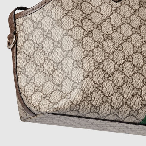 GG Monogram small pet tote bag - beige and dark brown fabric