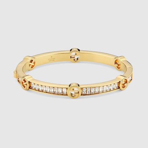 Gucci Blondie crystal bangle bracelet - gold-toned brass