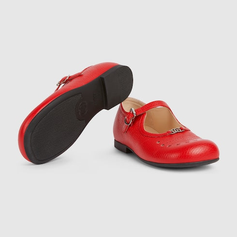 Children's ballet flat - red leather