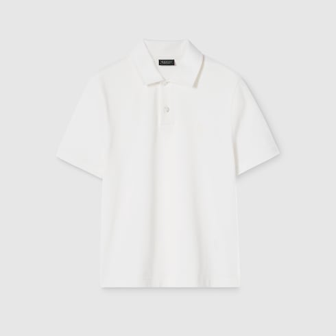 Cotton piquet polo shirt with embroidery - white