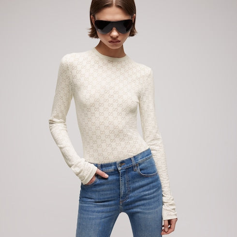 GG cotton devoré T-shirt - white