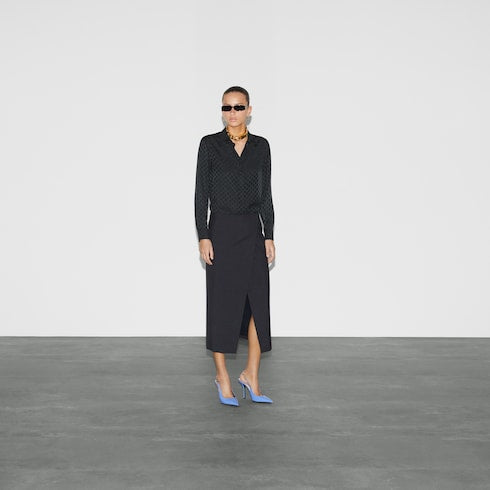 GG crêpe silk shirt - black