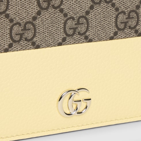 Bi-color GG Marmont wallet on chain - light yellow leather