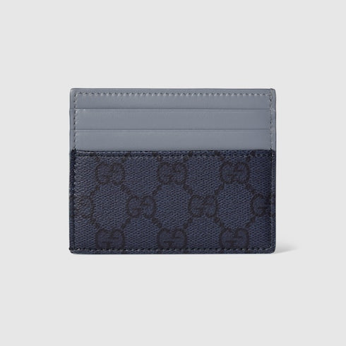 Dusty blue trim GG card case - dark blue GG Supreme