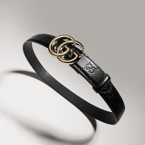 GG Marmont thin belt - black leather