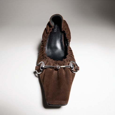 Women's Vittoria pump with elastic - dark brown suede