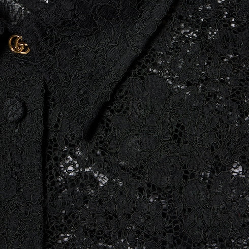 GG flower stretch lace shirt - black