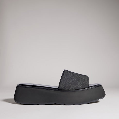 Women's flatform slide sandal - black GG canvas