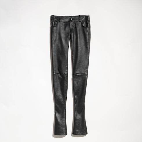 Lightweight stretch leather pants - black
