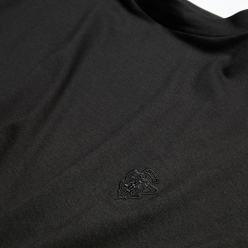 Cotton silk T-shirt with embroidery - black