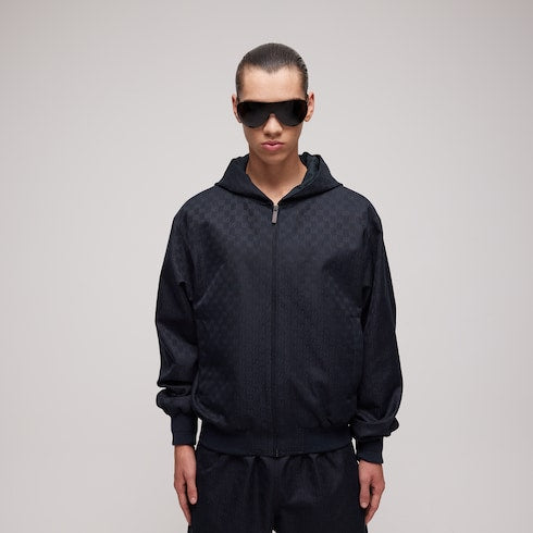 GG cotton canvas zip jacket - dark blue