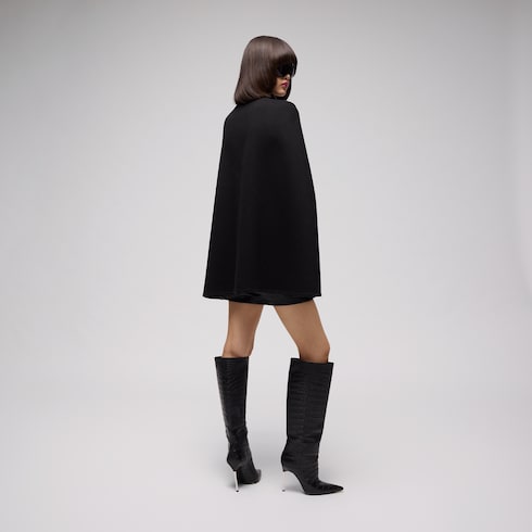 Wool and silk Horsebit cape - black and grey
