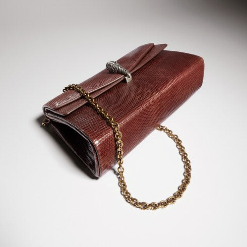 Dionysus lizard small shoulder bag - chestnut