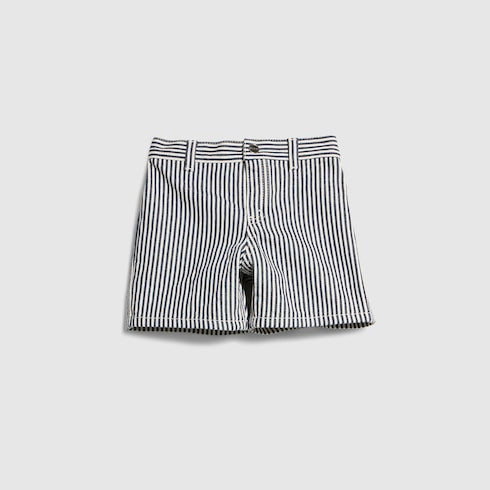 Baby striped denim shorts - white and blue