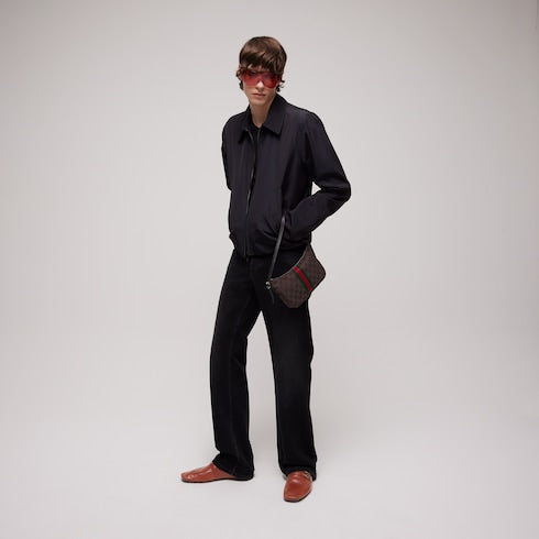 Men's driver with Double G - brown leather