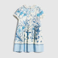 Children's printed crêpe de chine dress - white and light blue