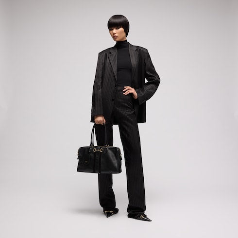 Borsetto large boston bag - black leather