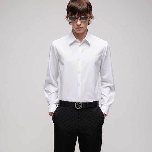 Piece dyed cotton poplin shirt - white