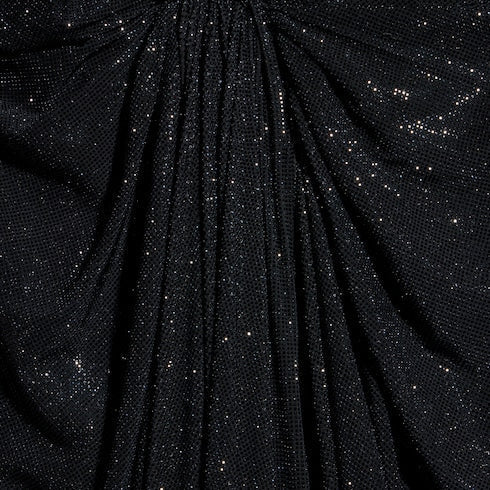 Embroidered silk stretch chiffon long dress - black