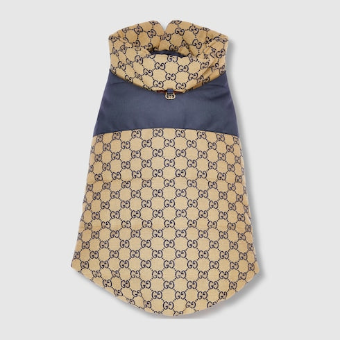 Reversible GG pet coat - beige and blue