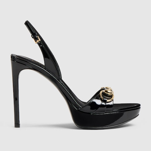 Women's Donna platform sandal - black patent leather