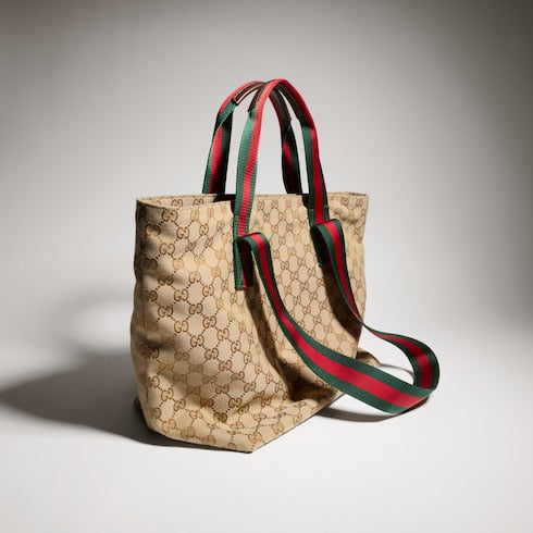 GG small tote bag - sand and brown GG canvas