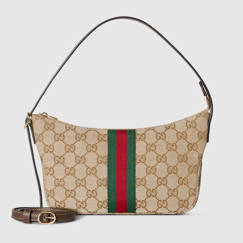 Lunetta small crossbody bag - sand and brown GG canvas