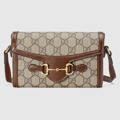 Gucci Horsebit 1955 mini bag - beige and dark brown GG Supreme