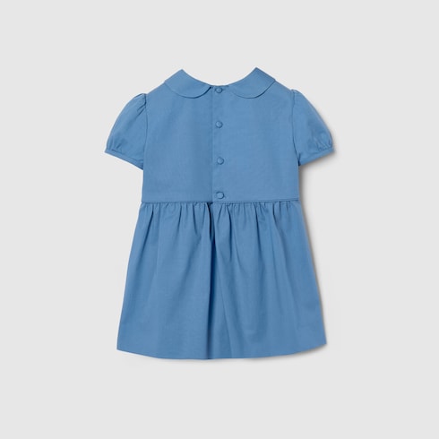 Baby cotton dress with embroidery - blue