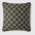 GG wool cashmere jacquard cushion - green