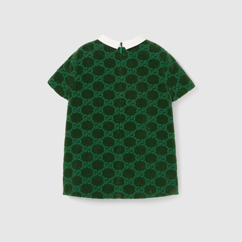 Baby GG cotton velvet dress - green