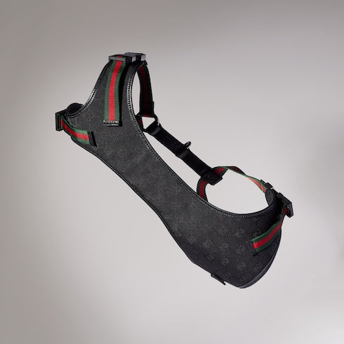 Small/medium padded pet harness - black GG canvas