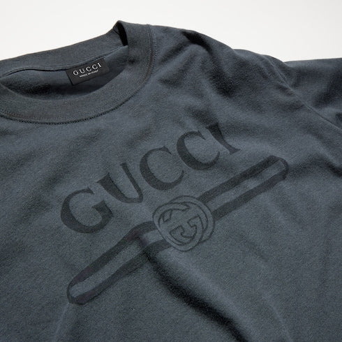 Cotton jersey T-shirt with devoré detail - dark grey