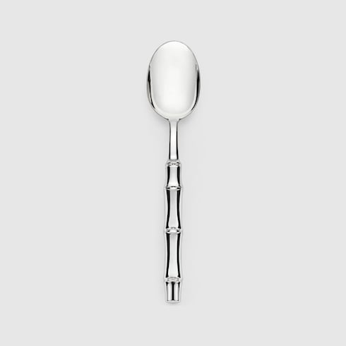 Dessert spoons with bamboo motif, set of two - silver-plated brass