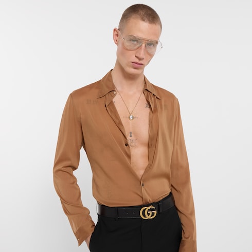Silk stretch chiffon shirt - light brown