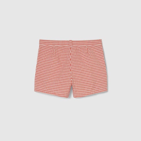 Children's gingham cotton shorts - red and white