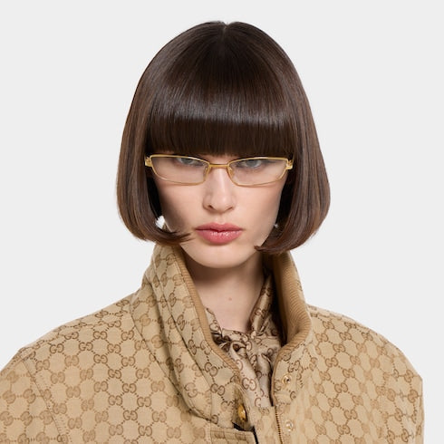 Rectangular optical frame - gold-toned
