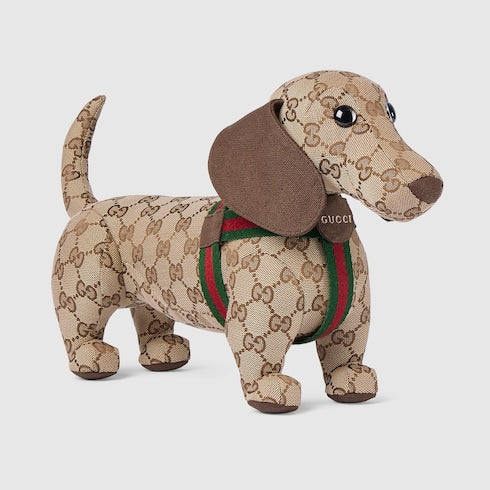 GG stuffed dog - beige and dark brown