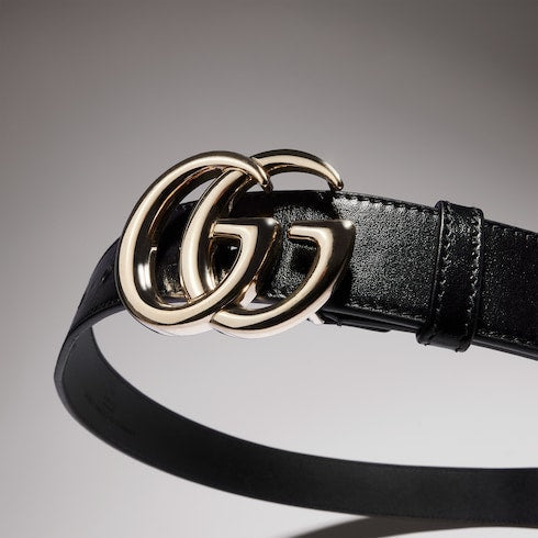 GG Marmont thin belt - black leather