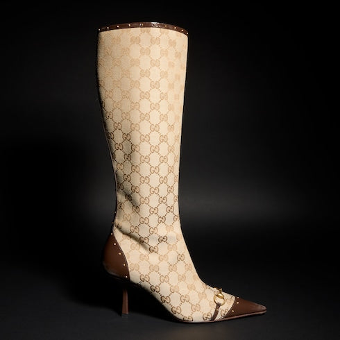 Women's Savoy boot - sand and brown GG canvas