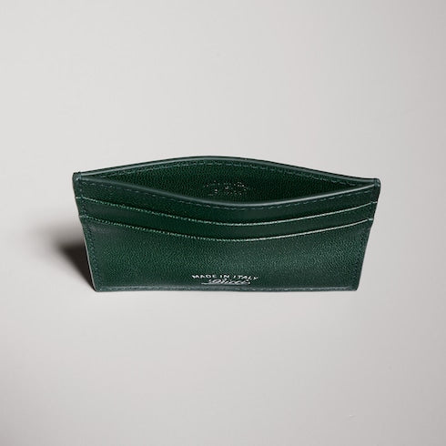 Lira card case - dark green leather