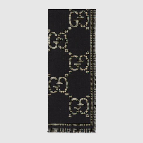 Check GG wool scarf - black and multicolor