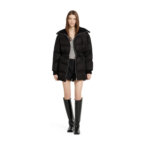 Gabardine fine nylon jacket with logo - black