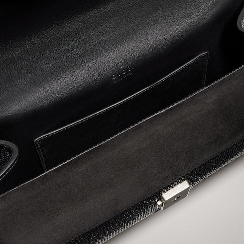Dionysus crystal medium shoulder bag - black suede