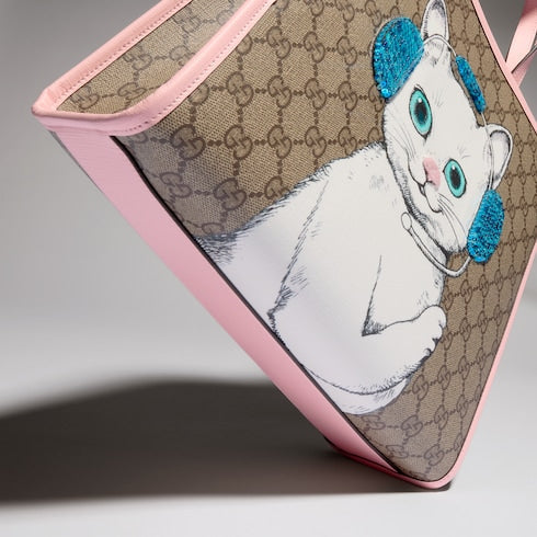 Children's GG tote bag - beige and brown GG Supreme