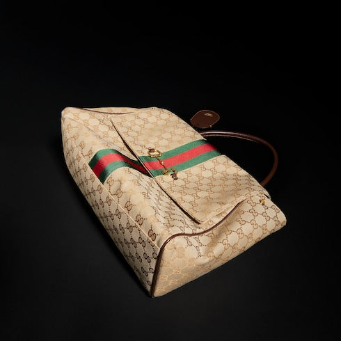 Paparazzo large top handle bag - sand and brown GG canvas