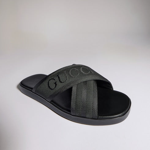 Men's slide sandal - black fabric