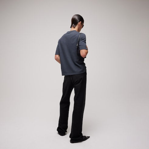 Cotton jersey T-shirt with devoré detail - dark grey