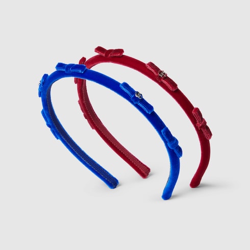 Children's velvet hairbands - red and blue