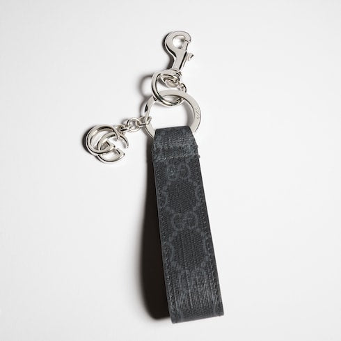 GG keychain with Double G - black Supreme canvas